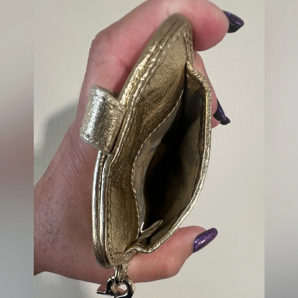 Elliott Lucca Gold and Silver Woven Card Holder Metallic Removable‎ Strap Small